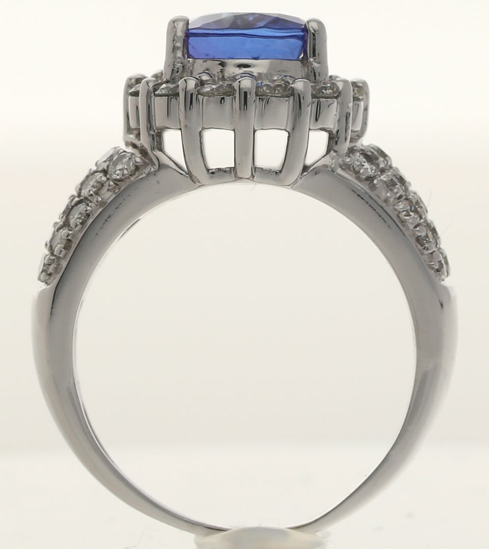 Diamond Tanzanite Halo Event Ring 3.17CT 14K White Gold Size 6.5