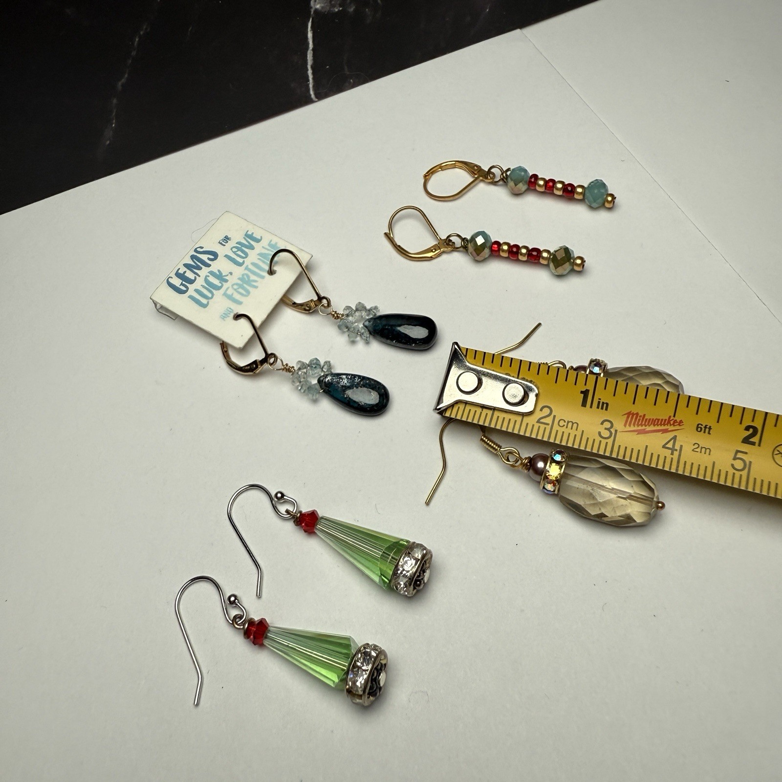 Dangle Drop Pierced Earrings Lot Of 4 Glass Bead Beaded