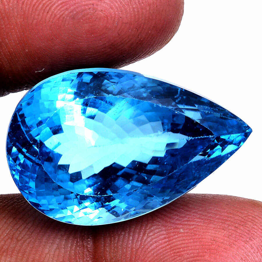 VVS 79.00 Cts Natural Blue Topaz AAA+ Quality GTL Certified Pear Cut Gemstone