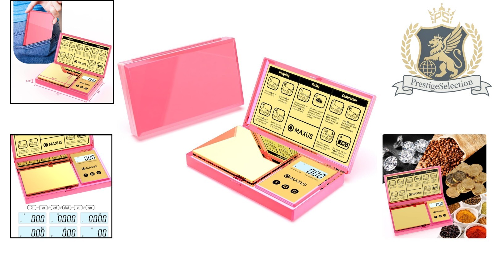 Luxury Pink Pocket Scale 200g x 0.01g – Backlit LCD & Tare Function for Easy Use