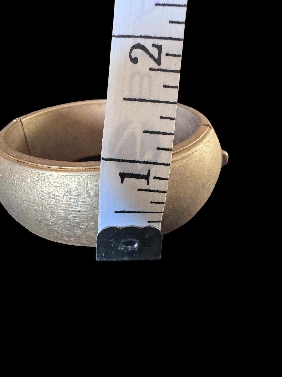 Vintage Gold Tone Wide Hinged Clamper Bracelet Brushed Satin Finish Mid Century
