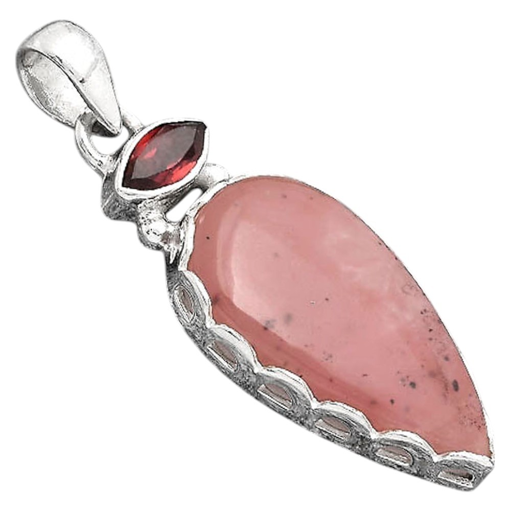 Guava Quartz – Brazil and Garnet 925 Sterling Silver Pendant Jewelry P-1637