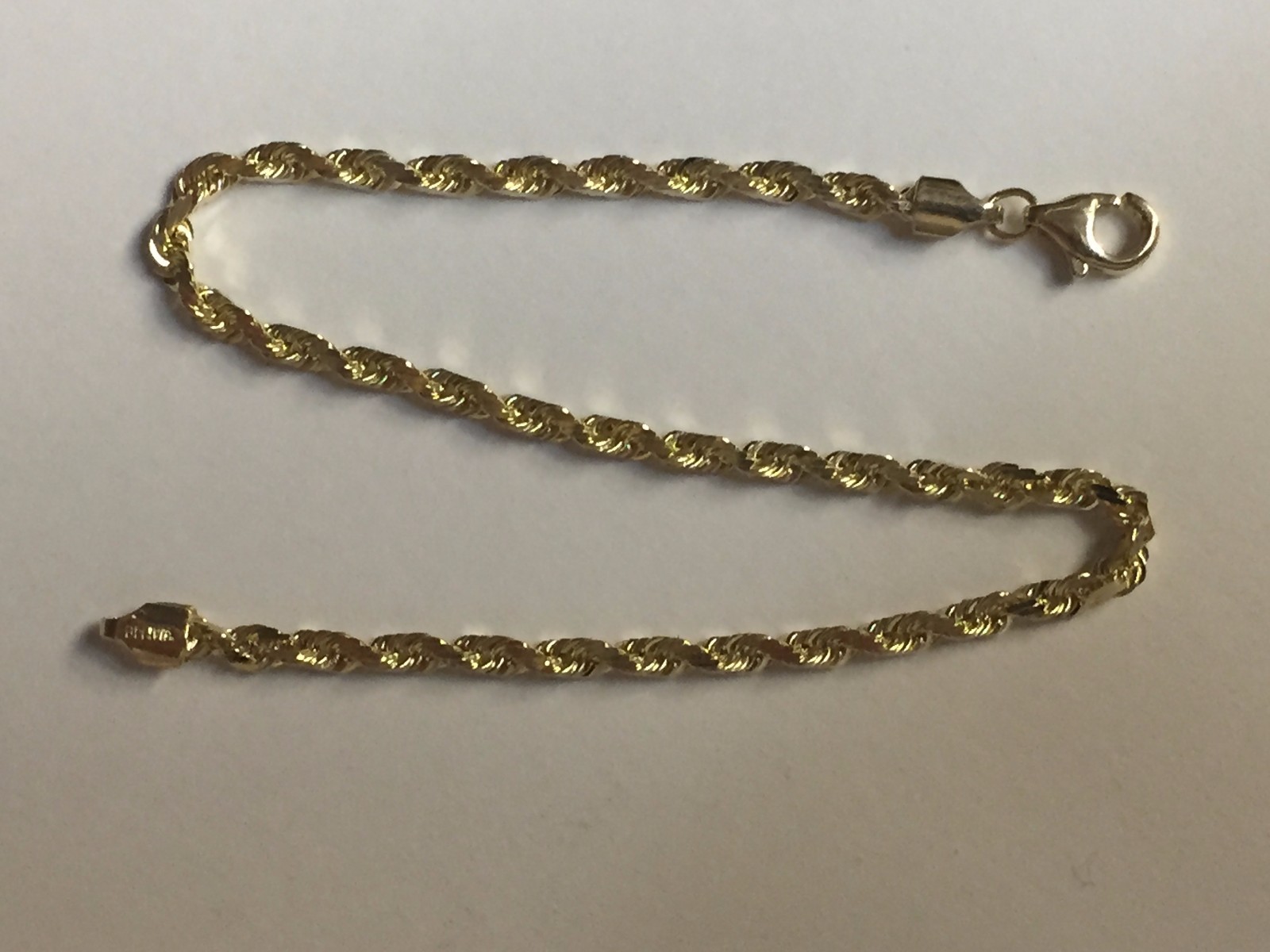 14k Yellow Gold 7″ Solid Diamond Cut Rope Link Chain Bracelet 4 mm 7 Grams