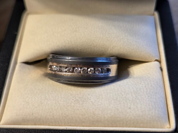 Men’s Size 8 Wedding Ring 9 Diamonds Triton Tungsten Carbide .925 Get it first