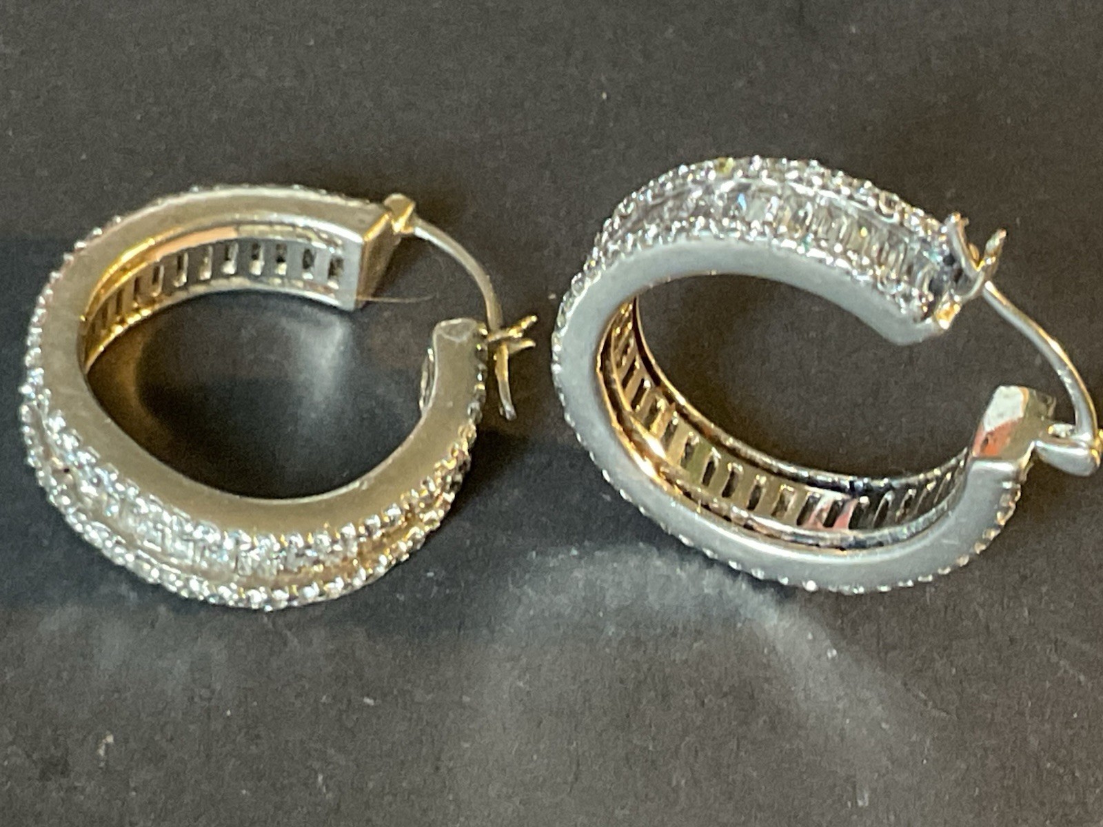 FUZION CREATIONS FZN Hoop Earrings Sterling Silver Clear Gemstones FZN 925 CN