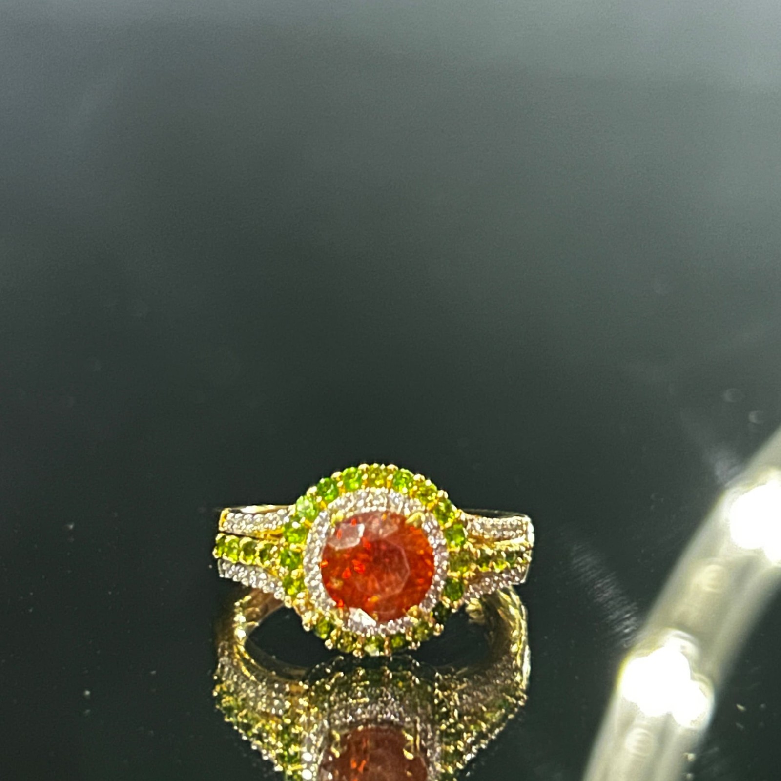 Stunning 1.86 carat Picos Altos Sphalerite ring 18k vermeil over 925 sterling
