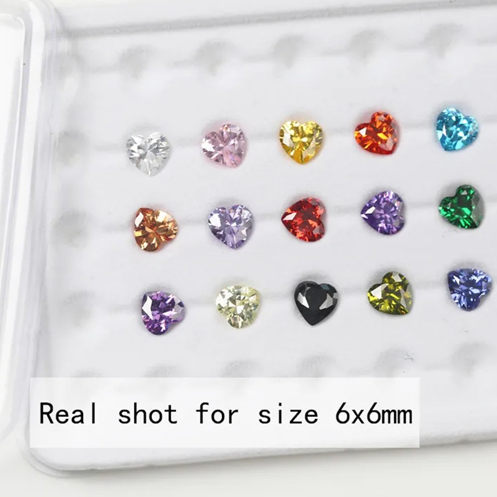 3x3mm~10x10mm Heart Shape Loose Cubic Zirconia Stone 5A CZ Gemstones for Jewelry