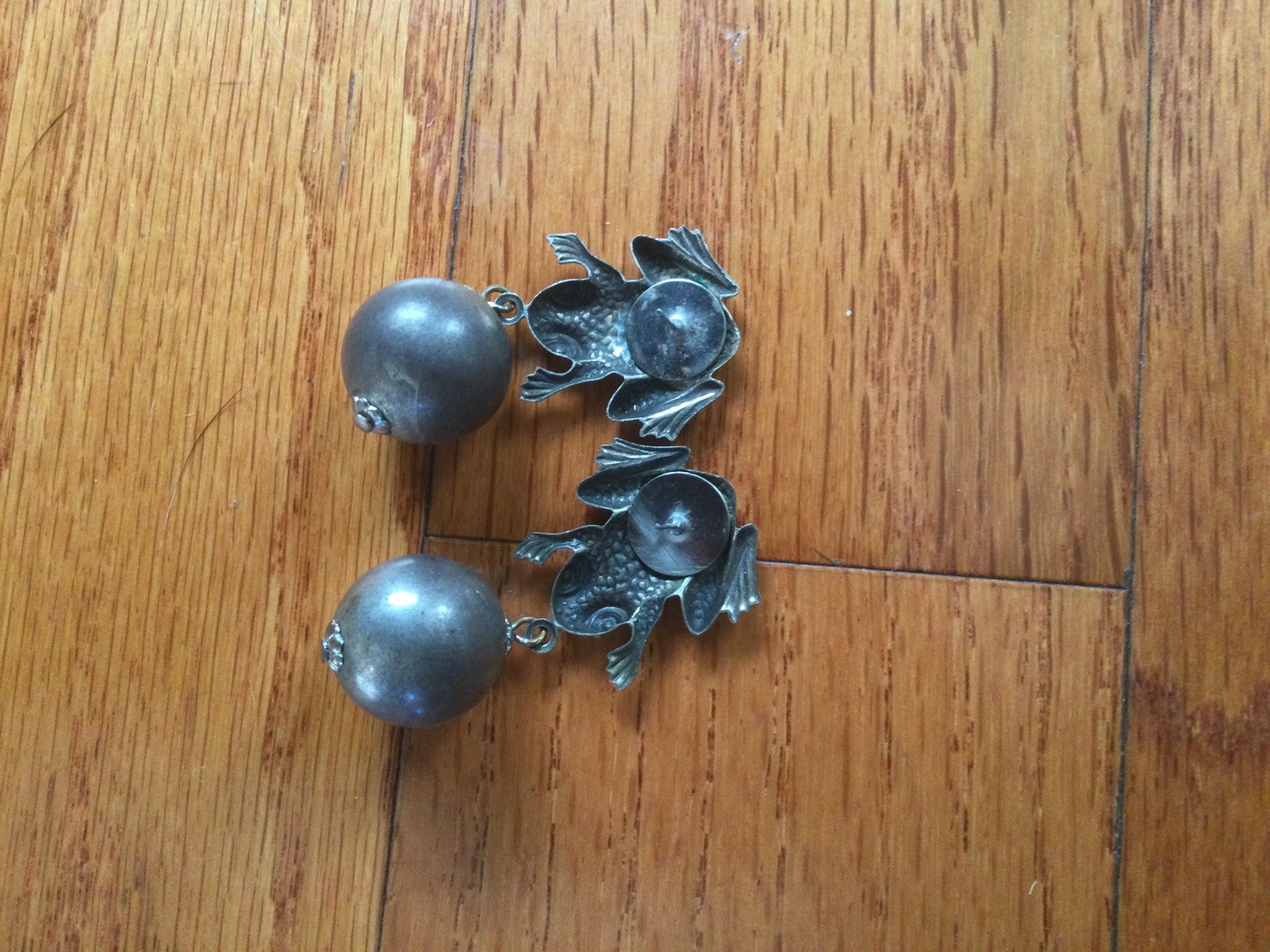 Sterling Silver Frog Clip Ons, 925 Petite Frog Earrings With Orbs