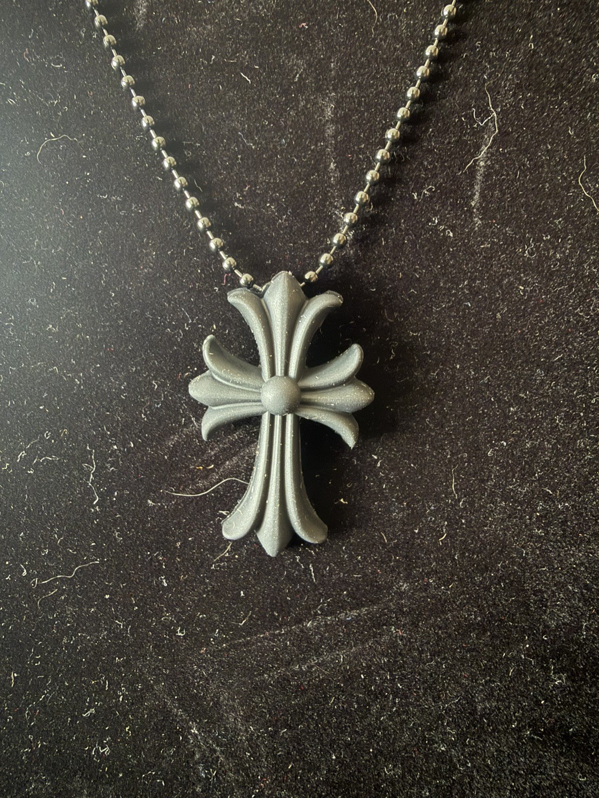 Chrome Goth Cross Style Necklace BLACK