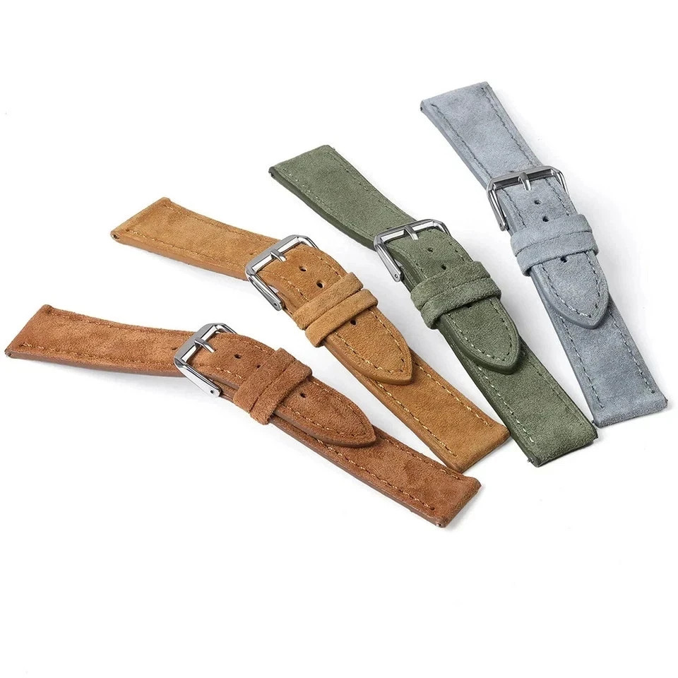 New Soft Suede Leather Watch Band Straps Stainless Steel Buckle 18/19/20/22/24mm