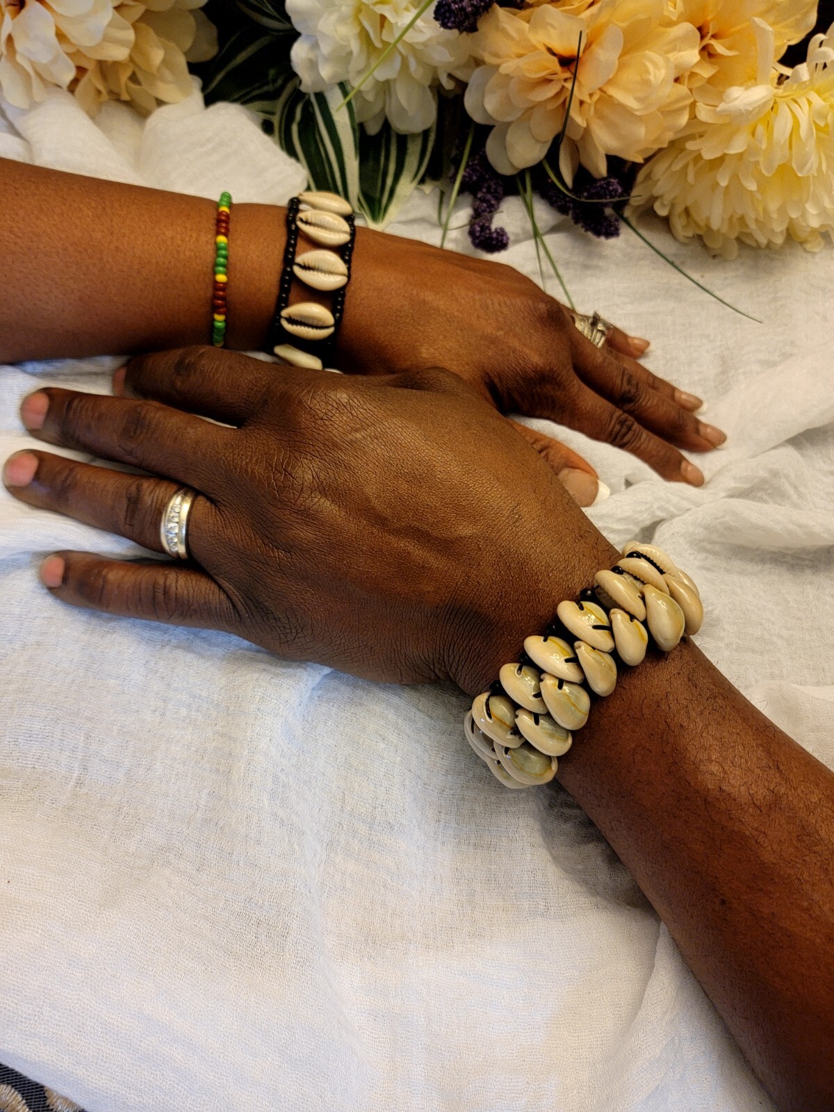 Double-Row Cowrie Shell Bracelet
