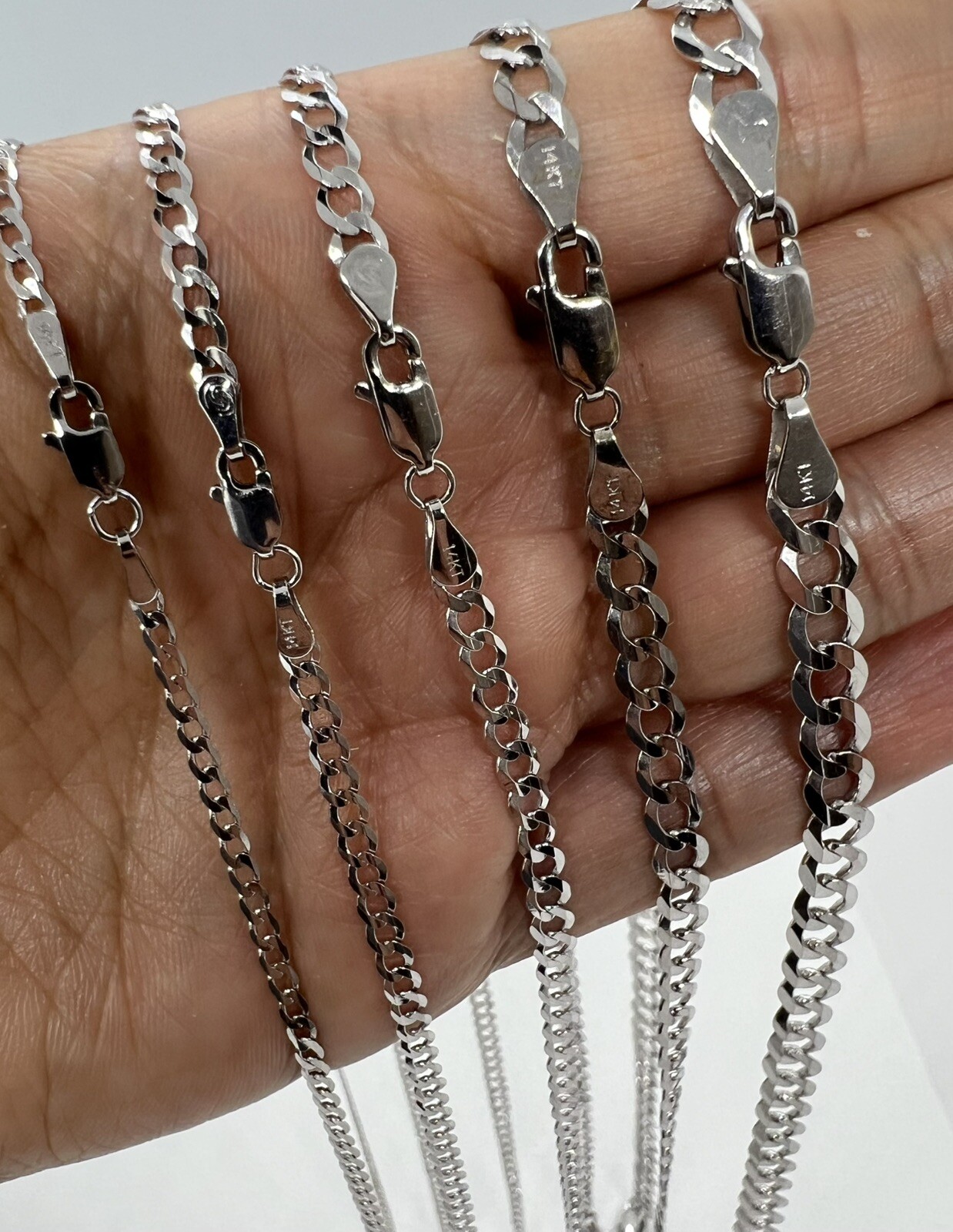 14k Gold white gold cuban link chain Men’s women’s necklace 2.2mm- 5.7mm 16″-30″