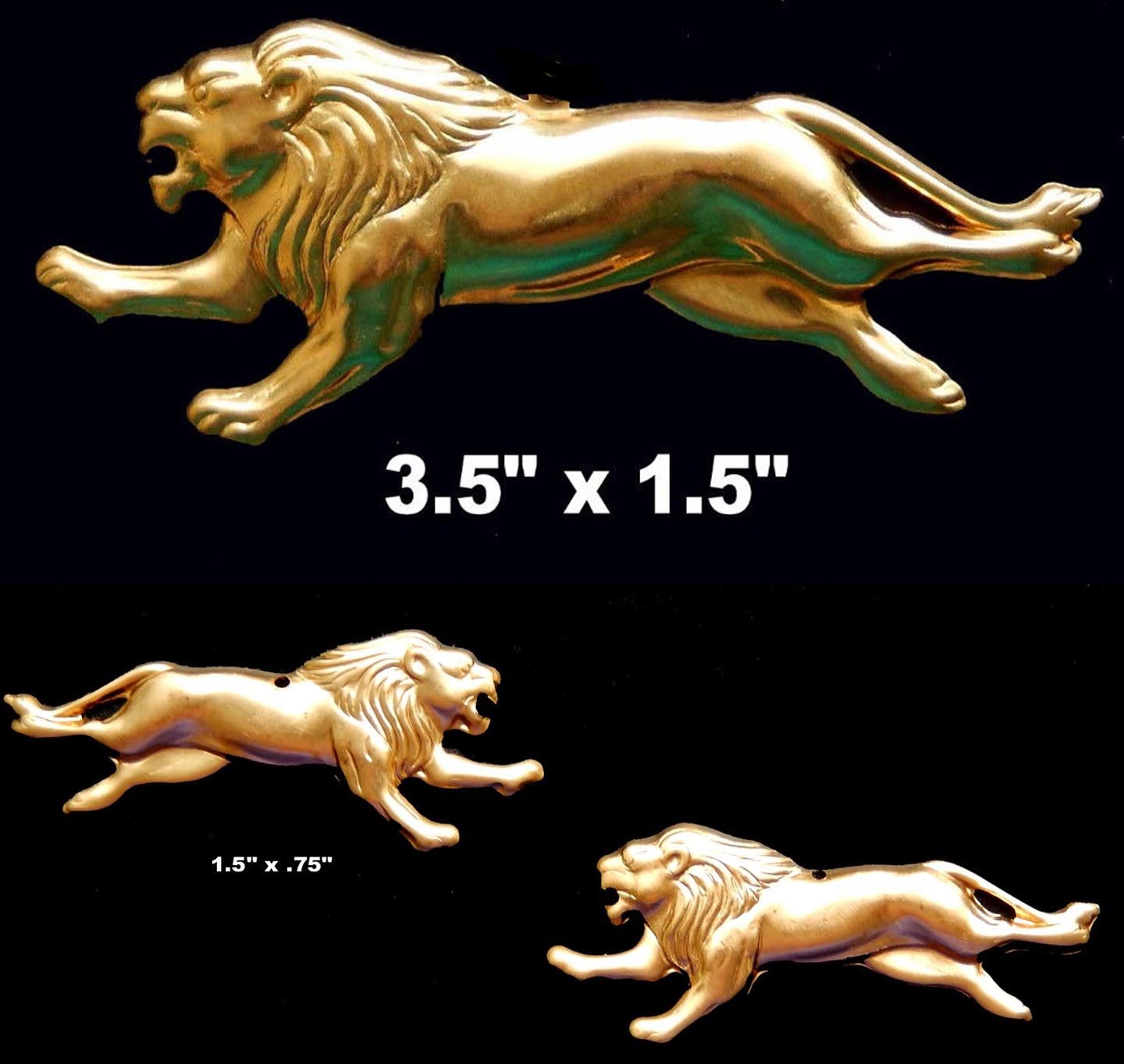 African Lions / Raw Brass Stampings/ XL (1 Pc.) or Small Pair Mirror Image