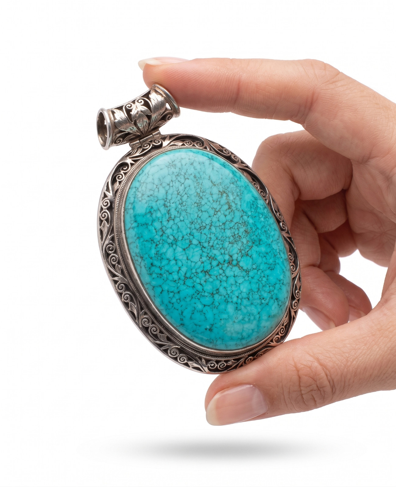 Massive 3.3oz (93g) Sterling Silver & Turquoise 4” Statement Pendant