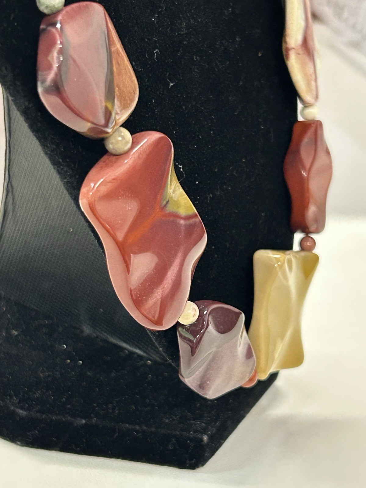Jay King Mookaite Jasper multicolor beaded statement necklace 925 silver
