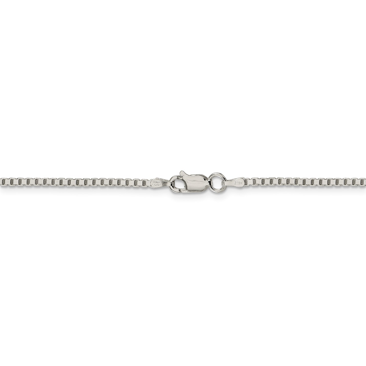 Sterling Silver Solid Polished 1.75mm Plain Box Chain w/ Lobster Clasp 16″ – 36″