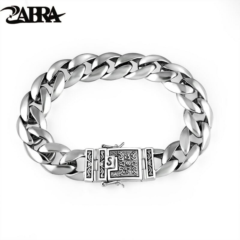 Pulsera para hombres de Plata 12 mm de ancho suave plata Real 925 bloqueo seguro