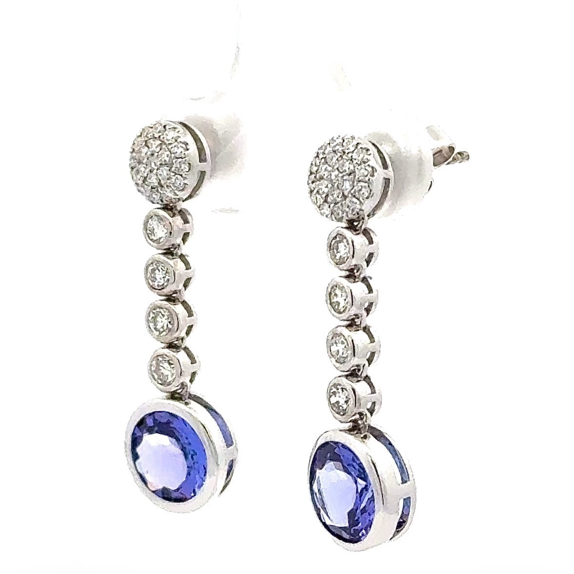 Elegant 14K White Gold Tanzanite & Diamond Drop Earrings