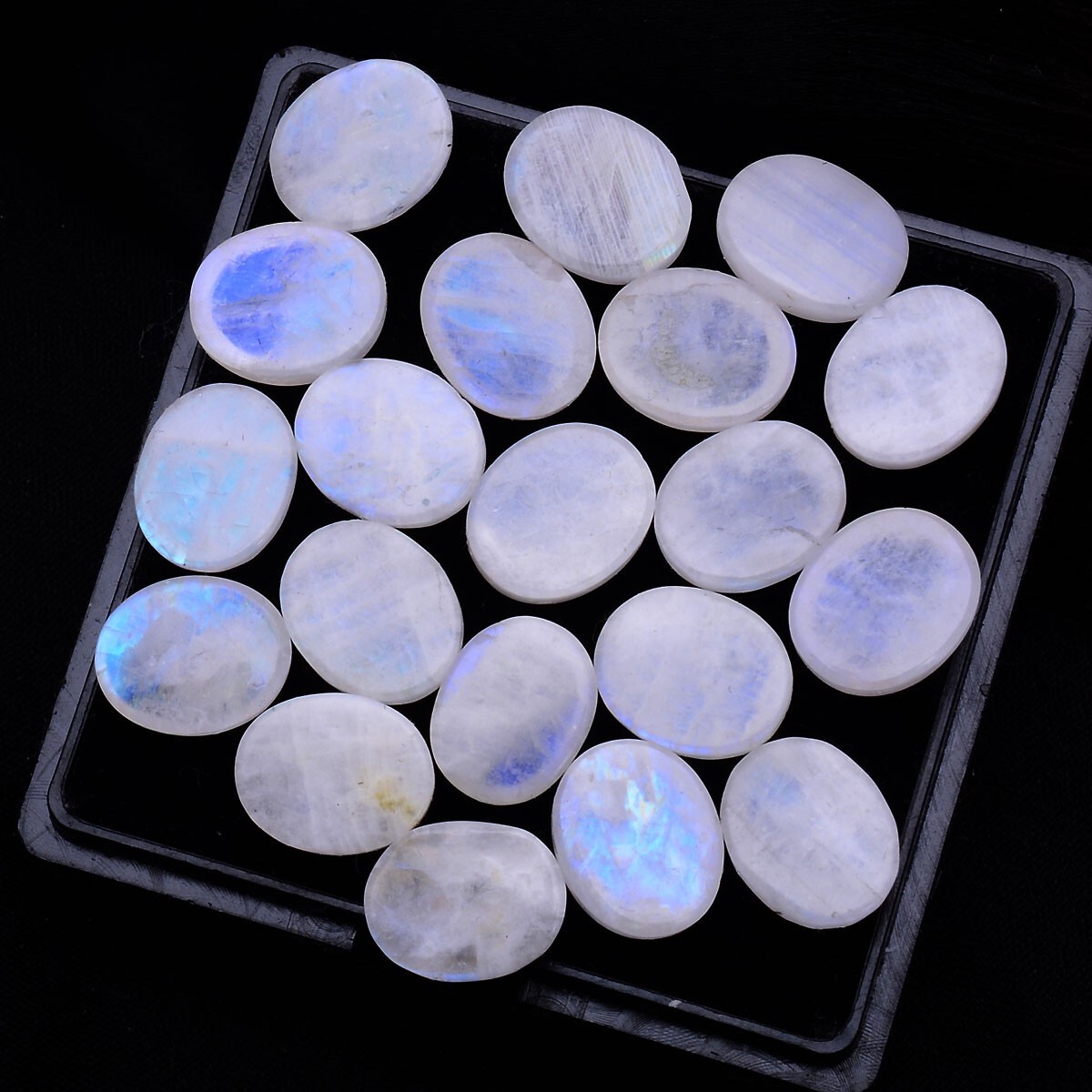 10 Pcs Natural Blue Shine Moonstone 11mm*9mm Oval Cabochon Untreated Gemstones