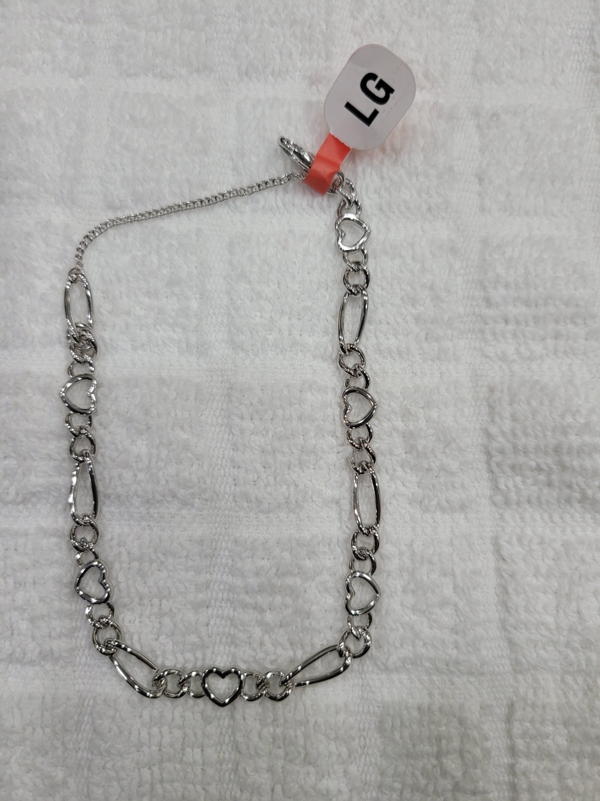 James Avery Brand New Heart Figaro Charm Braclet Size Large 8 1/8 inches long