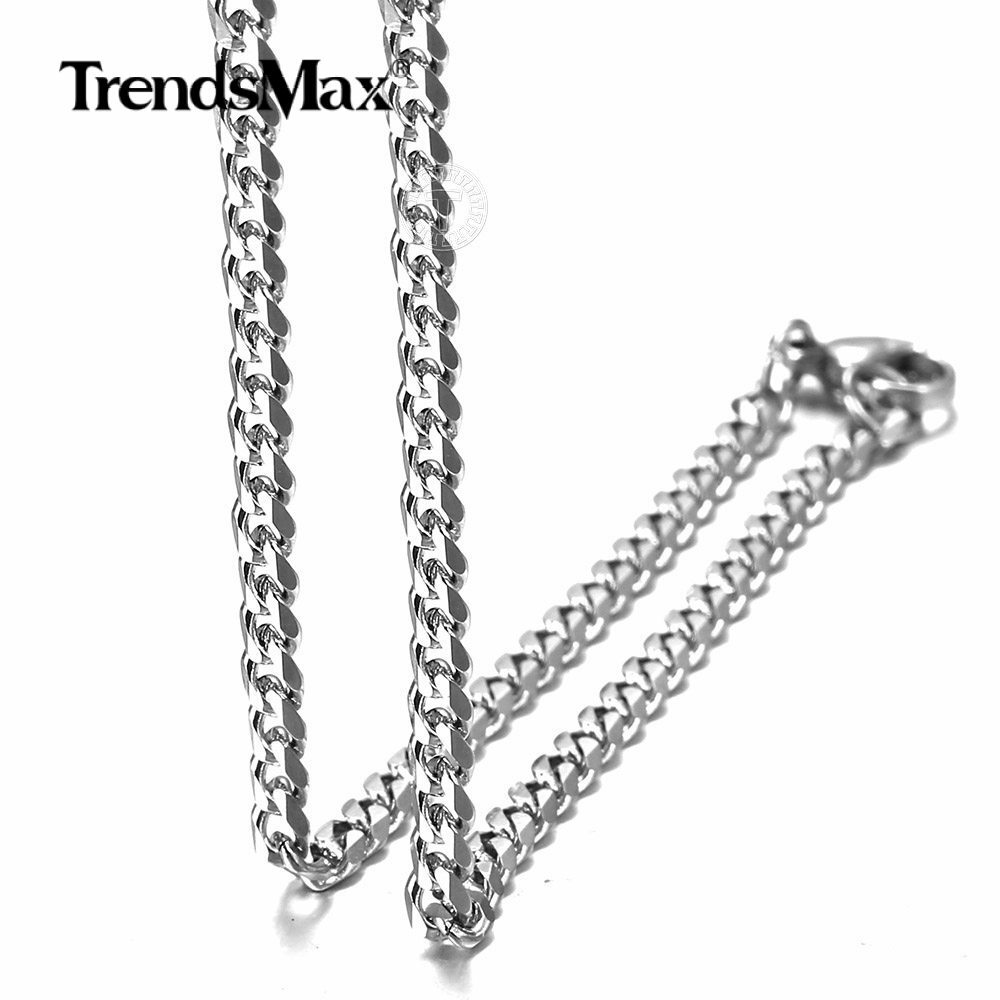 Silver Stainless Steel Cuban Curb Chain Necklace Mens Womens 3/5/7mm 16-36inches