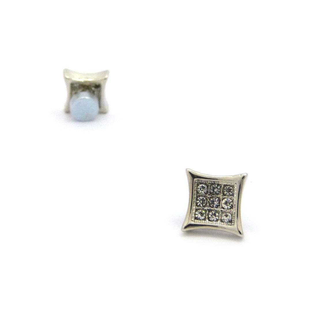 12.7mm Rhinestone Square Shape Magnetic Stud Earring No Piercing Required XE1133