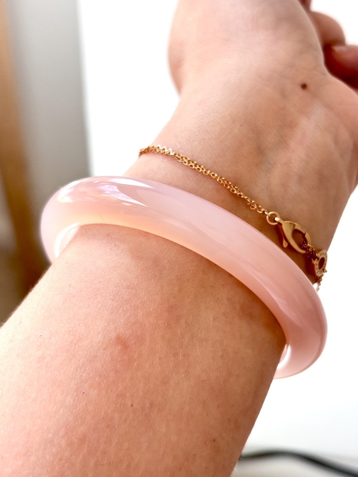 61mm Carnelian Agate Bangles Bracelets Peach Lace Agate Banding