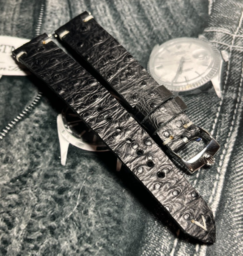 Silver Buckle To Fit Rolex,Swiss Made with H/M Italian Leather/Suede Watch Strap