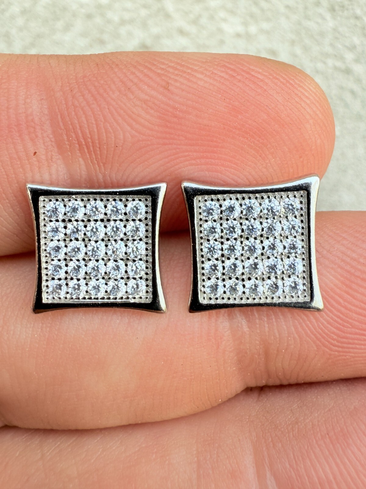 Real 925 Sterling Silver Kite Earrings Iced CZ Screwbacks 11mm – WHOLESALE DEAL