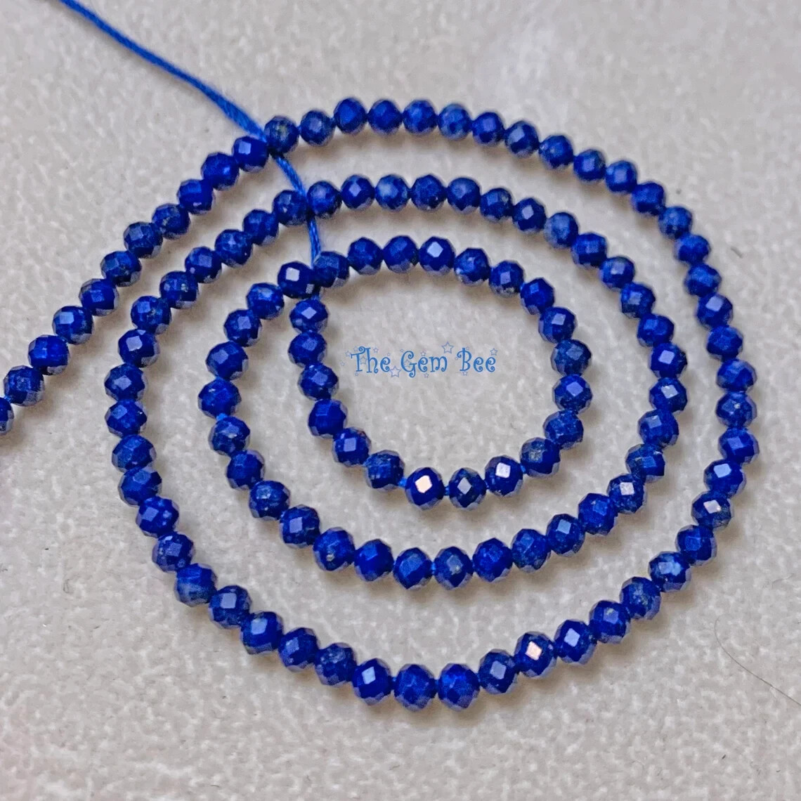 3mm Royal Blue Afghani Lapis Lazuli Faceted Round Rondelle Beads 13 inch Strand
