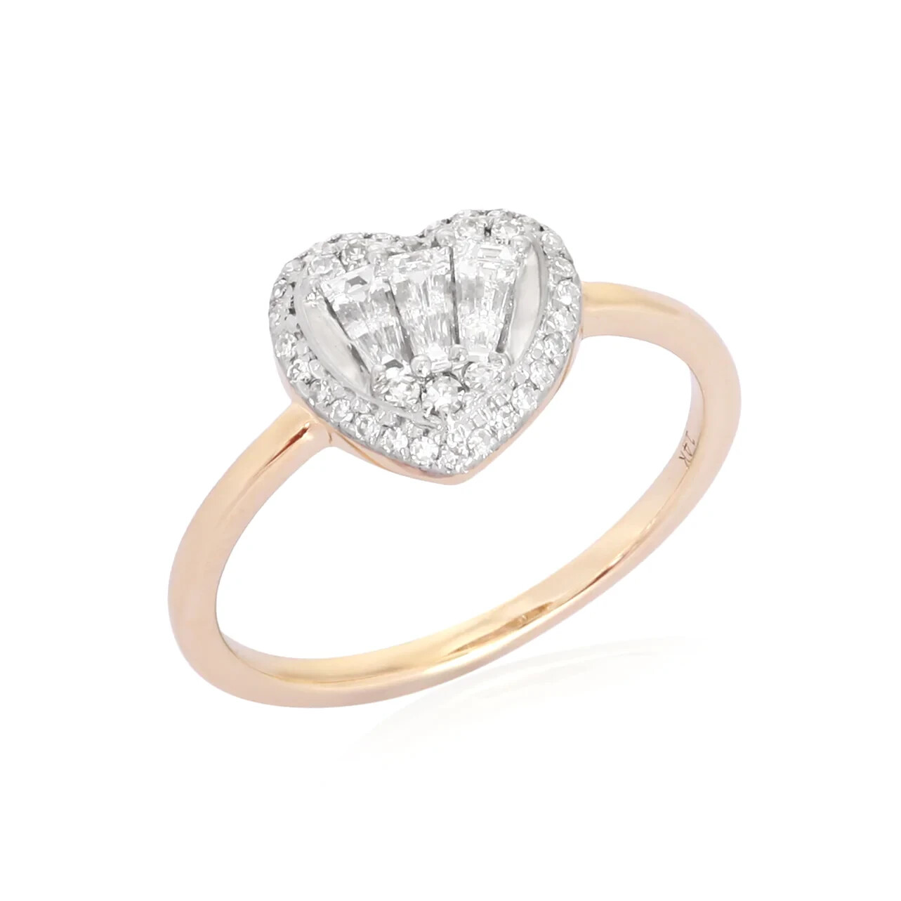 D-E/VS Heart Shape Diamond Halo Engagement Ring For Women, 14K Rose Gold