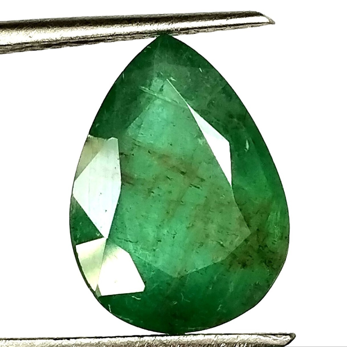 PEAR SHAPE GREEN EMERALD ZAMBIAN FACETED CUT NATURAL GENUINE GEMSTONE 5.20 CARAT