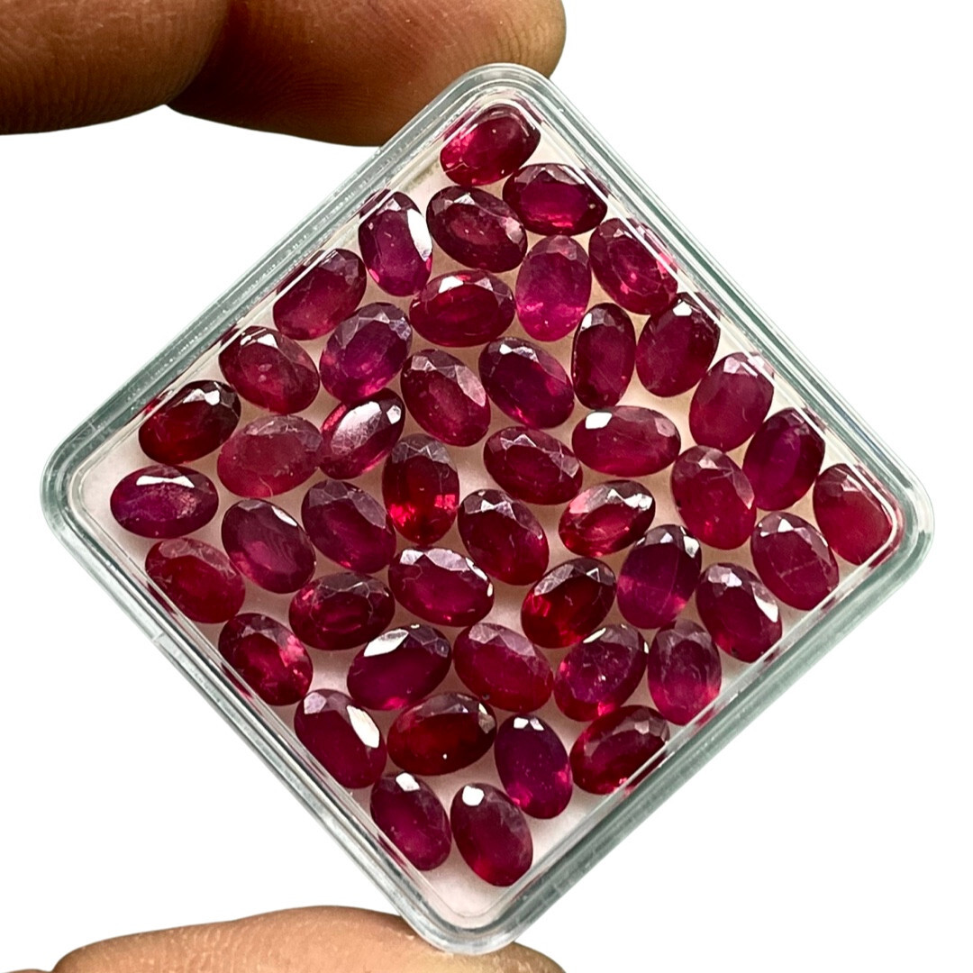 12 Pcs Natural Ruby 6x4mm Oval Cut Rich Sparkling Red Gemstones Wholesale Lot