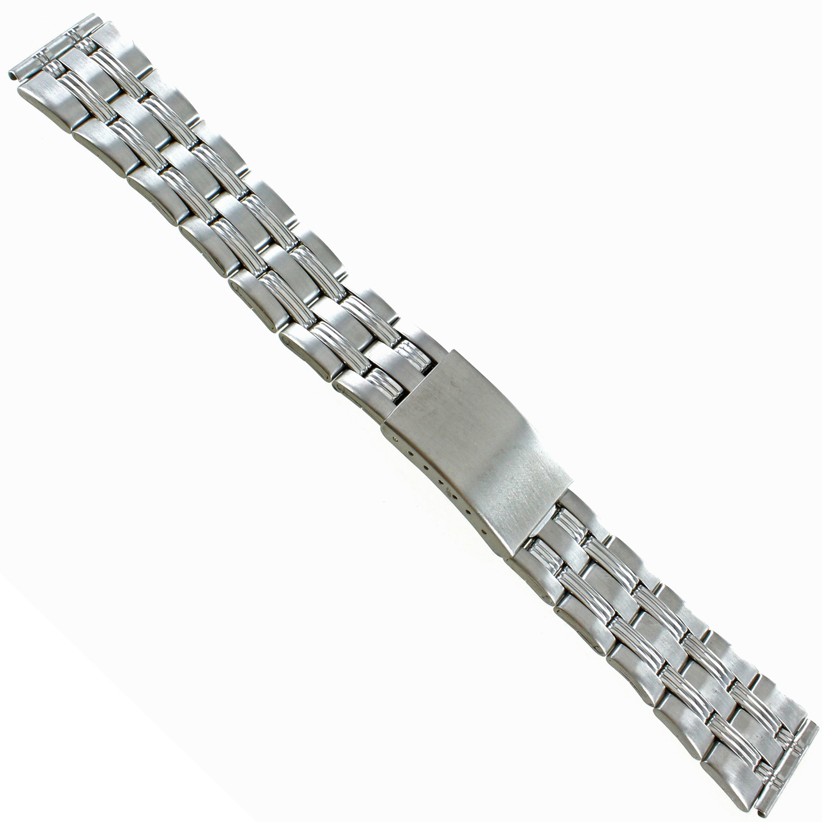 18mm or 20mm Hirsch Silver Triple Stripe Stainless Band Clasp Watch Band 5600
