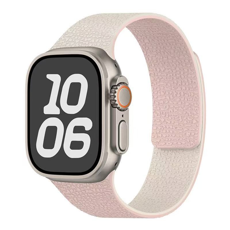 For Apple Watch-S1-11/Ultra/SE-Litchi Pattern Magnetic Silicone Strap
