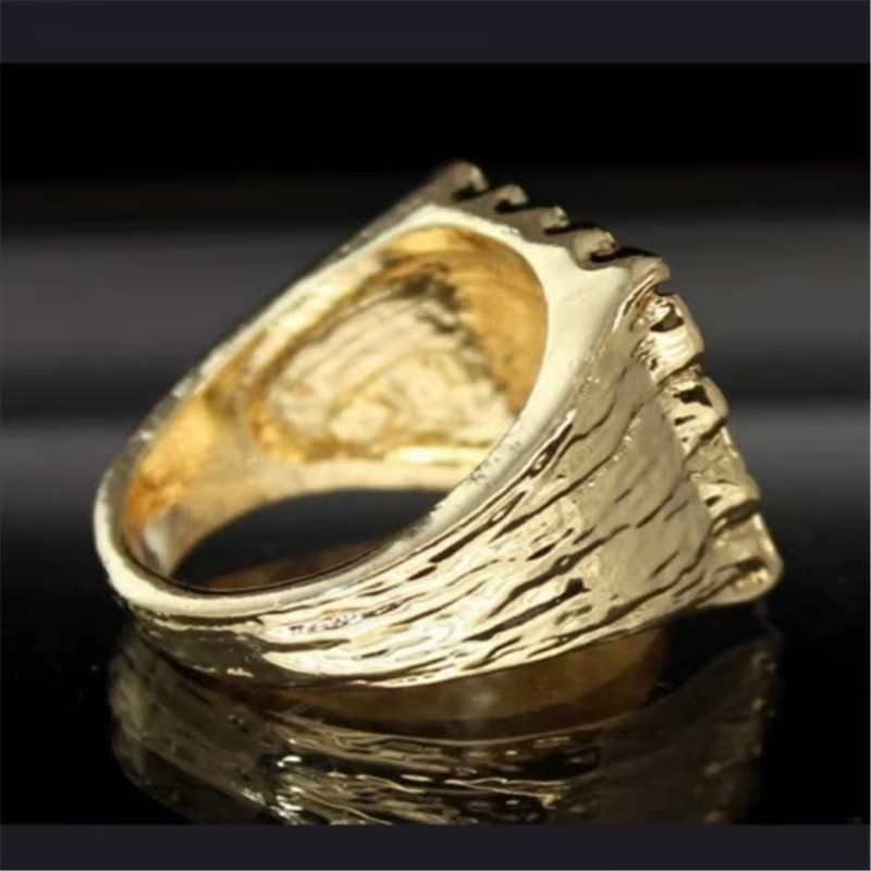MENS GOLD PLATED DESIGNER NUGGET PINKY RING SQUARED OFF RING SIZES 6-13
