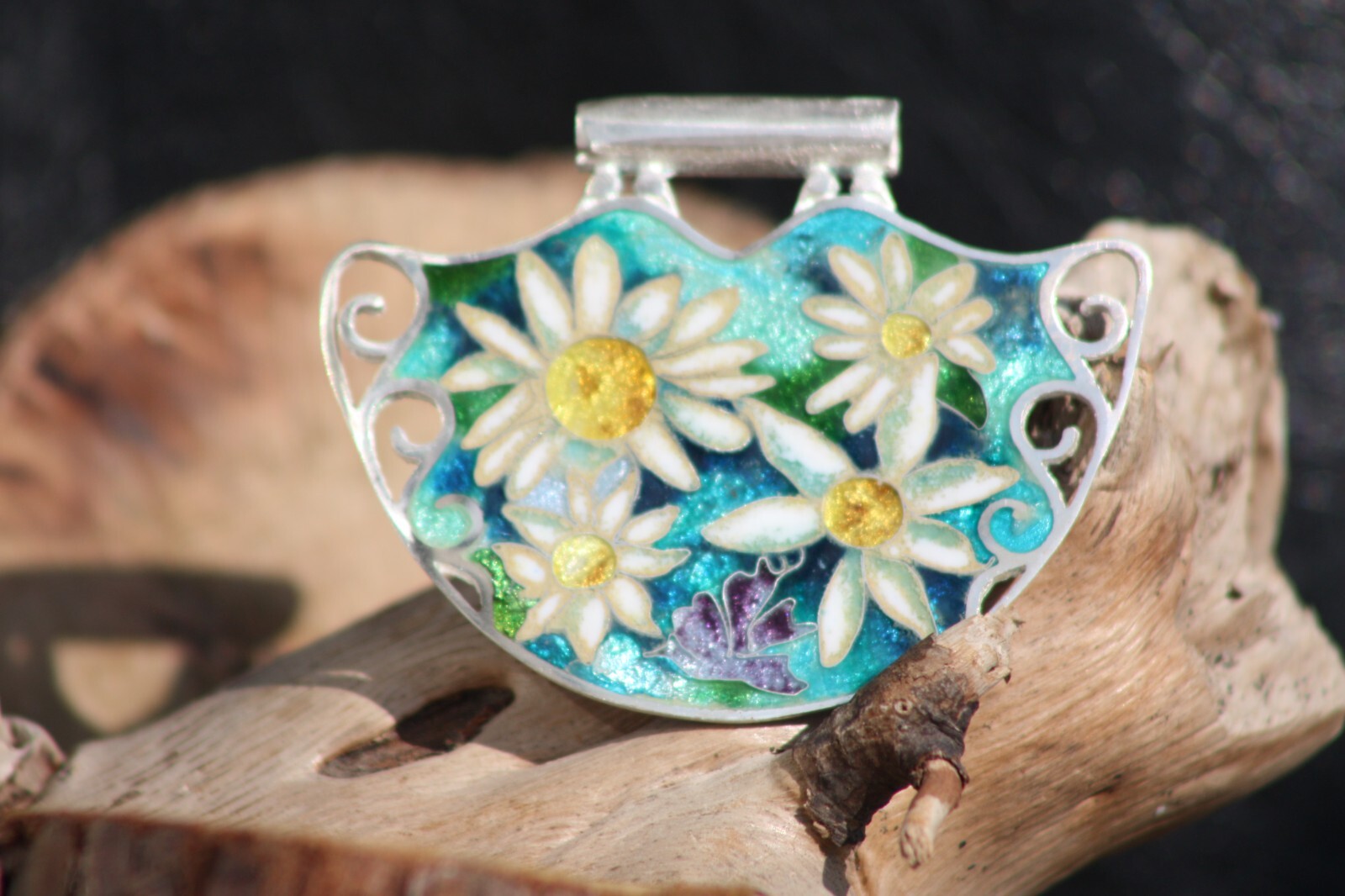 Sterling Silver handmade minankari – cloisonne enamel- Flowers