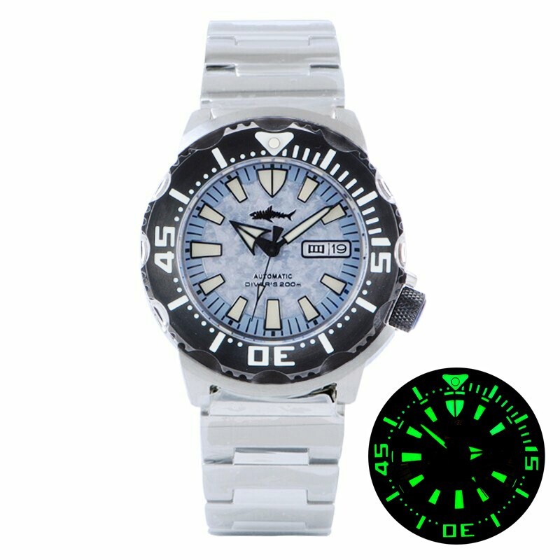 Heimdallr Sharkey Ocean Monster Diver NH36A Day Date Automatic 200M Watch C3 V2