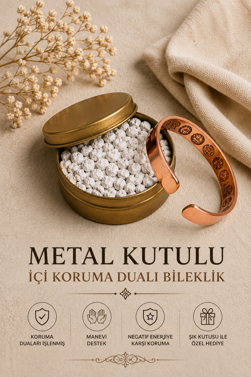 Prayer-Inscribed Interior Unisex 0 Pure Copper Bracelet � Ayetel K�rsi,
