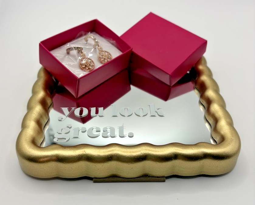 Avon Rose Gold Tone Clear Crystal Medallion Drop Dangle Earrings in Gift Box NIB