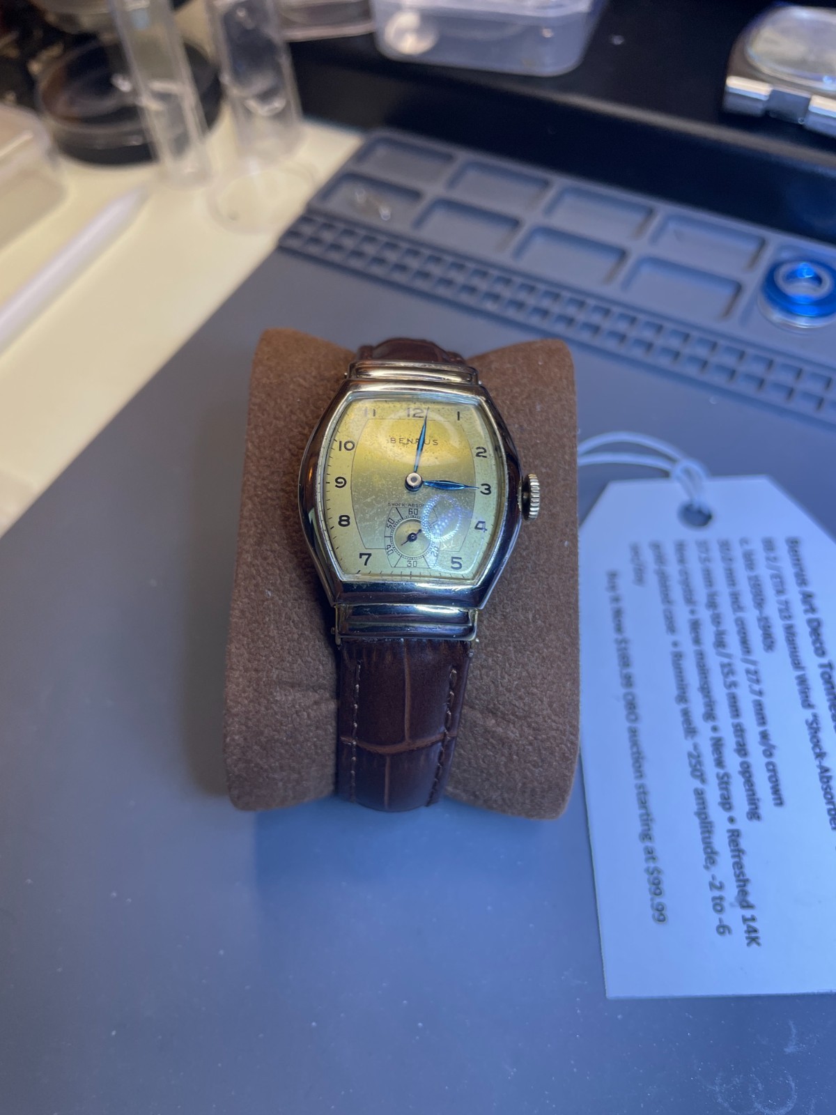 Vintage Benrus Art Deco Tonneau Manual-Wind Dress Watch Circa Late 1930s-1940s