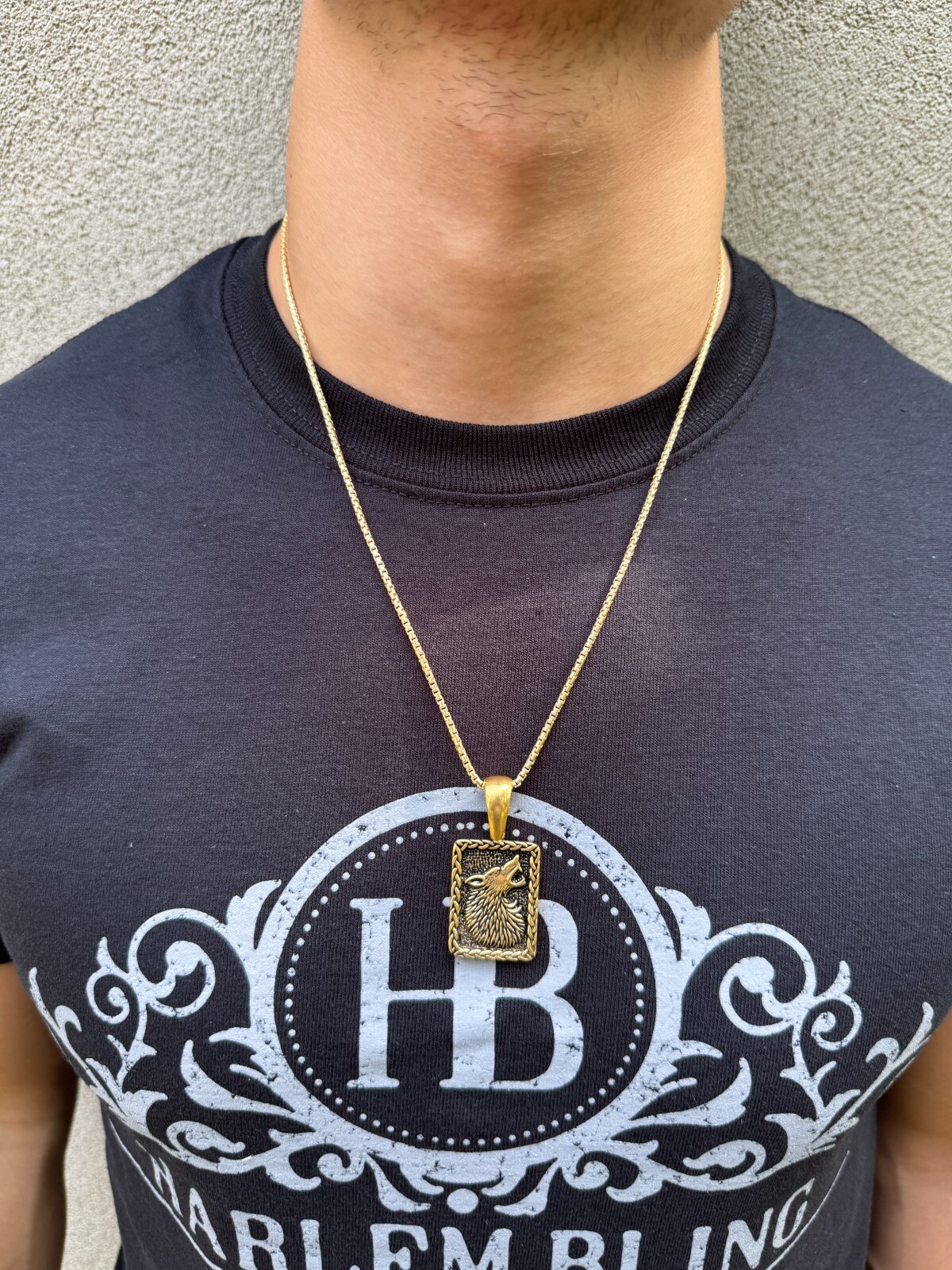 Solid 925 Silver / Gold Plated Oxidized Howling Lone Wolf Pendant Necklace