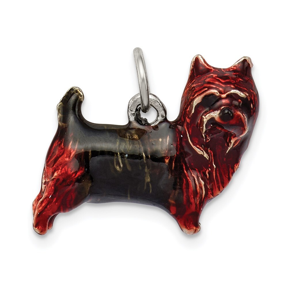 Sterling Silver Enameled Brown & Sable Cairn Terrier Charm Pendant for Mom