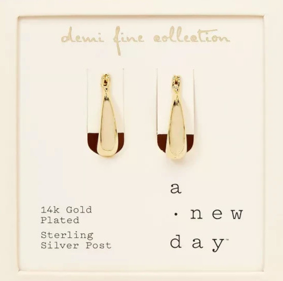 14k Gold Plated Plain Click Top Hoop Sterling Silver Post Earrings – A New Day