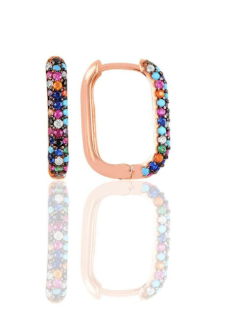925 Silver Rose Gold Multicolor Zircon Stones Earing