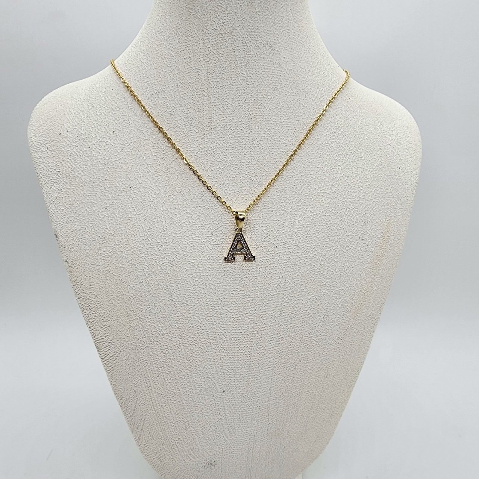 10K Yellow Gold Initial “A” Charm 0.10CTW Diamond Letter Pendant – w/o Chain