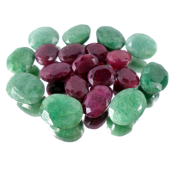 150 Ct+ Natural Exclusive Emerald and Ruby Faceted Gems Lot For Jewelry Making