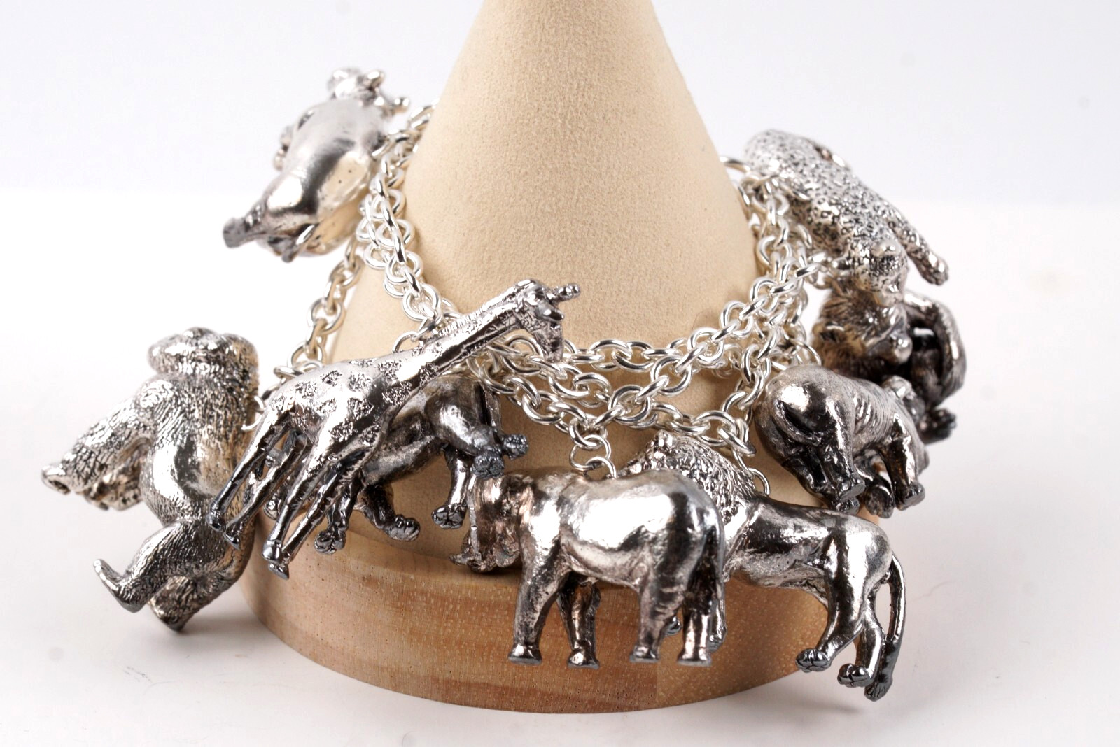 Susan Cummings Endangered Species African Animal Sterling Silver CharmBracelet