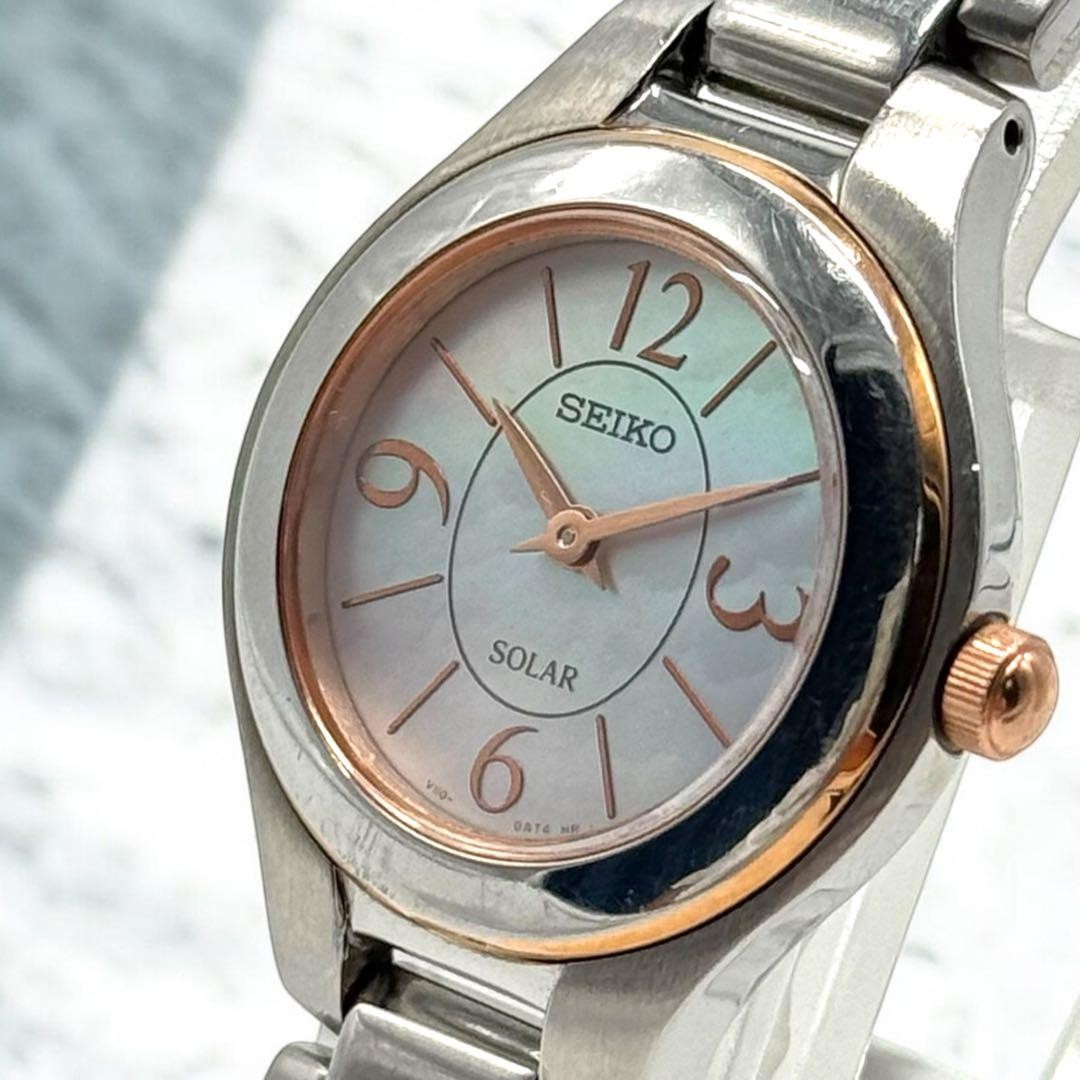 Seiko V110-0AJ0 Solar Women’s Watch Pink Shell Dial Japan 0716001