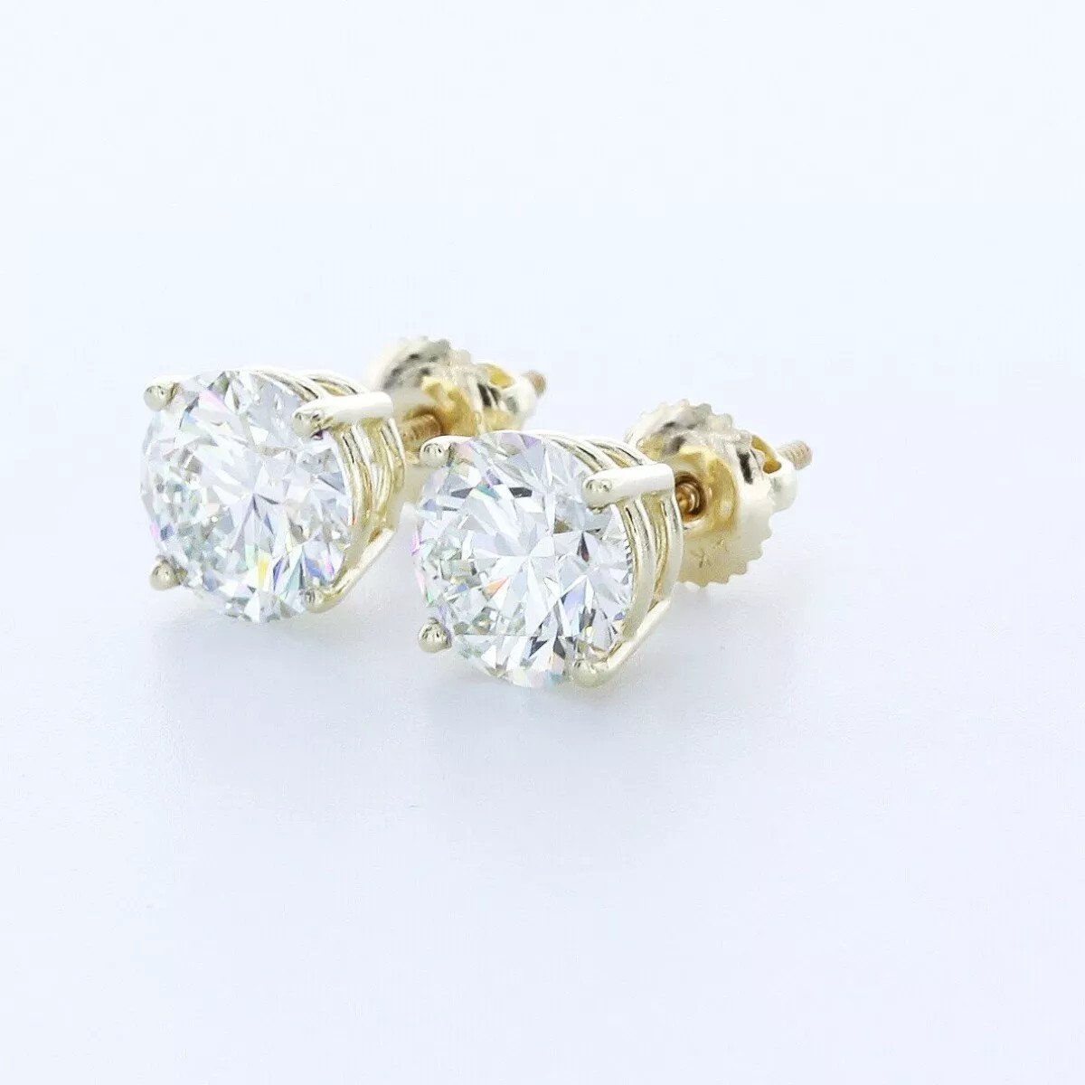 Stud Earrings Solid 14K White Gold Classic 5.99 CT Round Natural Diamond G SI1